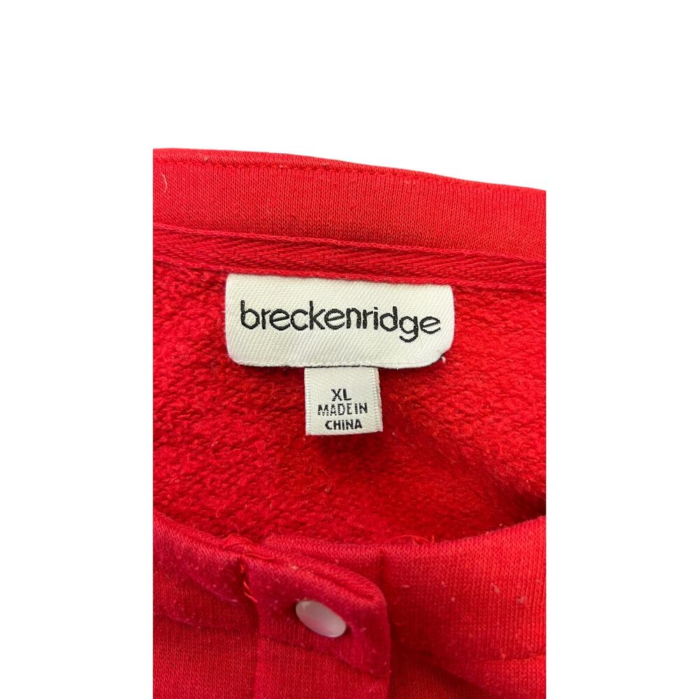 🎄 Breckenridge US XL Womens Red Holiday Snowman Cardigan Snap Front Jacket - Picture 3 of 3